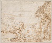 A+ 085
<br/>
Johannes de Doper in de woestijn
<br/>
<em>Campagnola, Domenico (1482/1500-1564) - omgeving van</em>